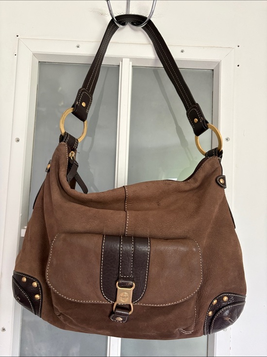 The Sak Handbags - The Sak Brown Suede Hobo with Dark Chocolate Trim